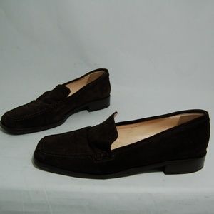 Hobbs Brown Suede Leather Slip On Loafers